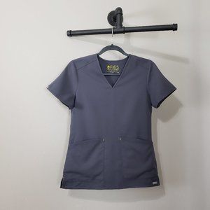 Figs Charcoal Gray Isabela Mock Scrub Top Size XXS